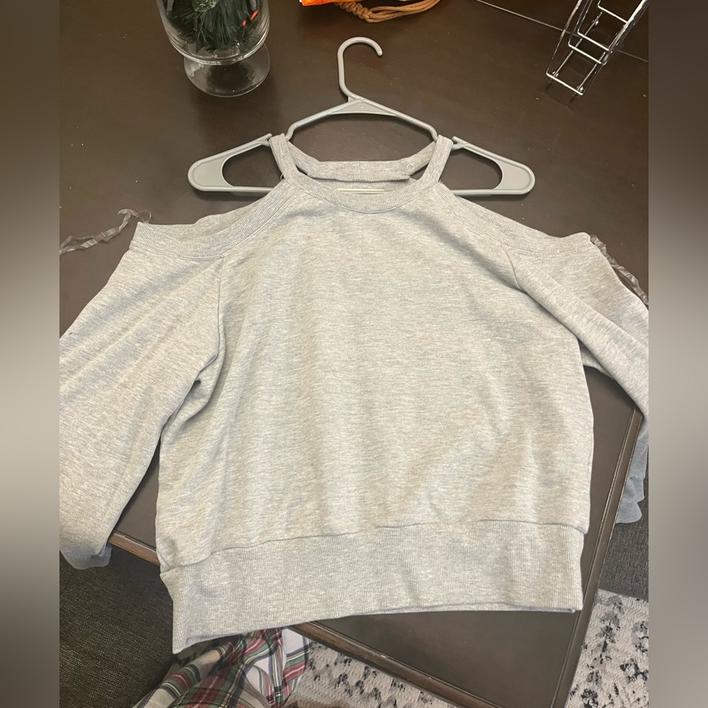 Grey Off-the-Shoulder Sweatshirt